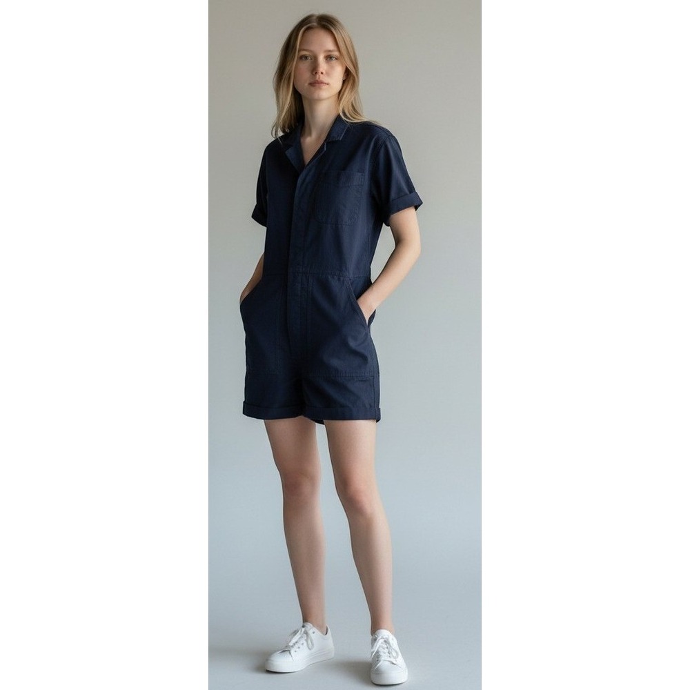 Alex Mill Womens Navy Blue Short Sleeve Utility Romper Jumpsuit Small